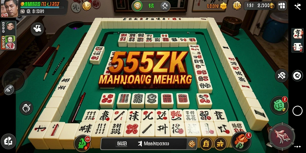 Tampilan gameplay menarik di 555ZK dengan elemen Mahjong klasik.