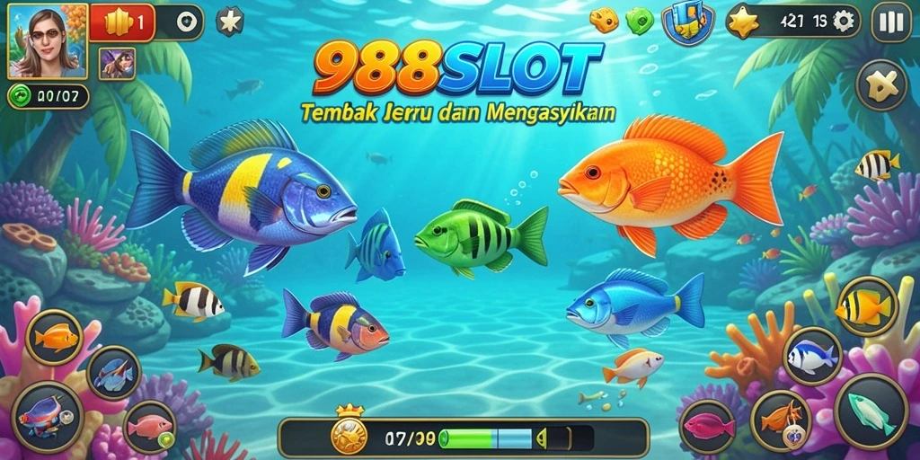 Tangkapan layar gameplay seru di game Tembak Ikan 988SLOT.