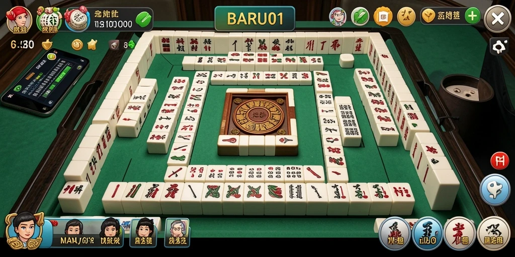 Tampilan gameplay BARU01 menunjukkan keseruan permainan Mahjong yang mendebarkan.
