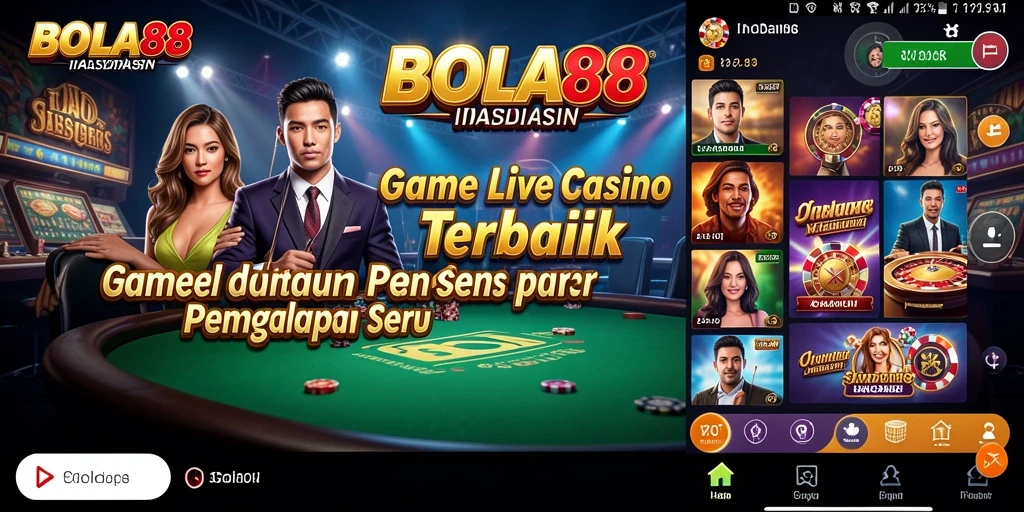 Screenshot gameplay BOLA88 menampilkan dealer langsung dan permainan kasino yang seru.