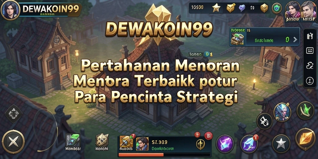 Tangkapan layar utama DEWAKOIN99 menampilkan aksi pertahanan menara yang intens.