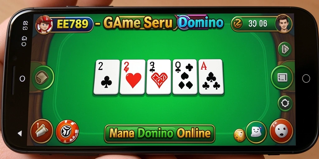 Screenshot utama EE789 menampilkan gameplay domino yang seru dan interaktif.