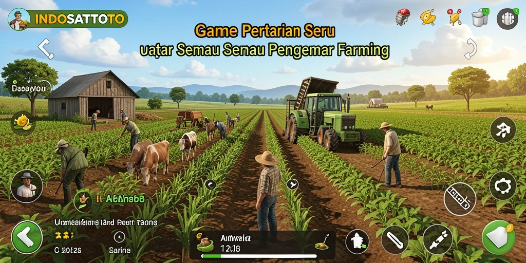 Screenshot gameplay INDOSATTOTO menampilkan aktivitas bertani yang menarik.
