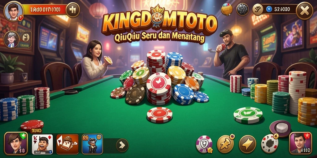 Tampilan gameplay seru KINGDOMTOTO dengan kartu QiuQiu.
