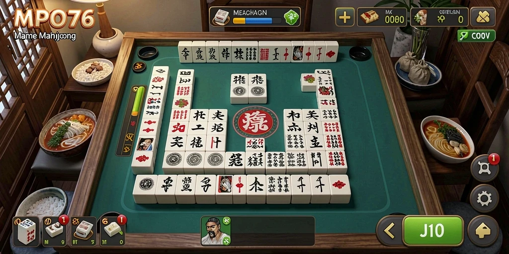 Screenshot MPO76 menampilkan gameplay yang menegangkan dalam Mahjong.