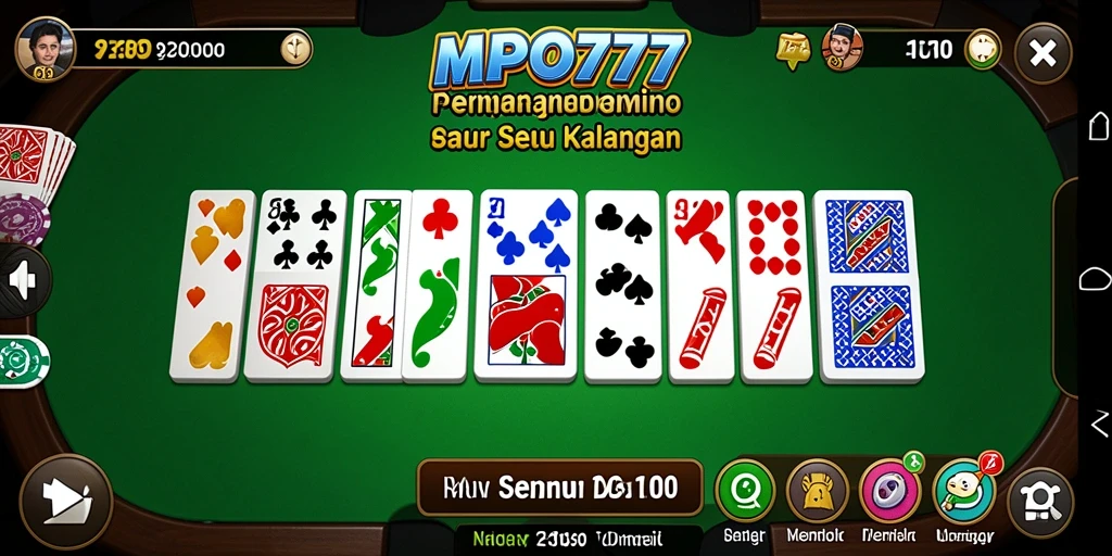 Screenshot MPO777 menampilkan antarmuka permainan Domino yang menarik.
