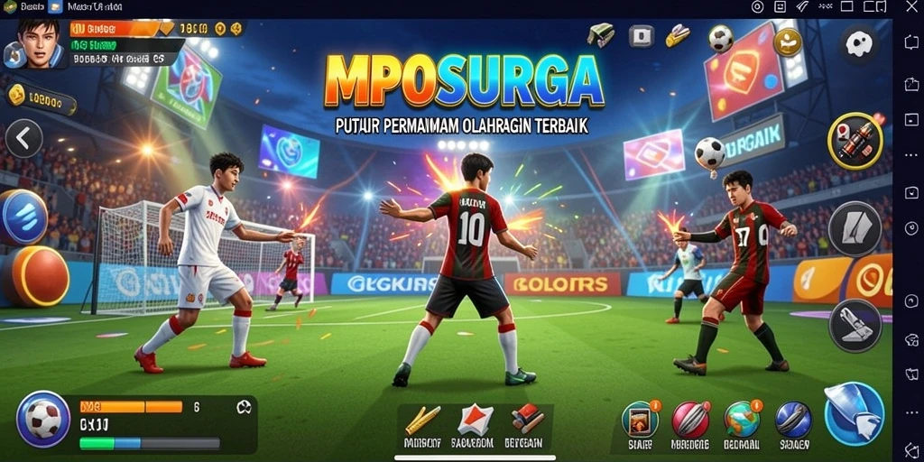 Screenshot dari gameplay MPOSURGA yang menunjukkan aksi olahraga seru.