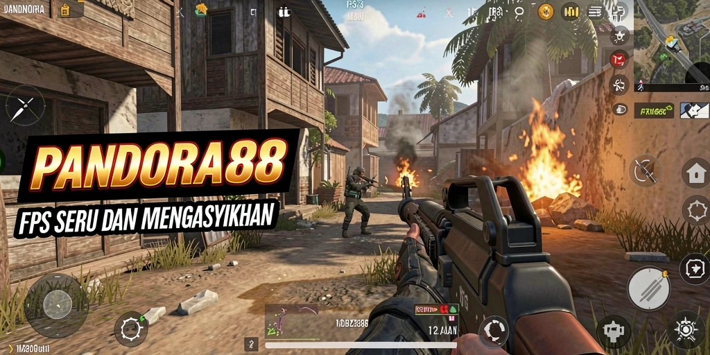 Screenshot gameplay PANDORA88 menampilkan aksi tembak-menembak yang intens.