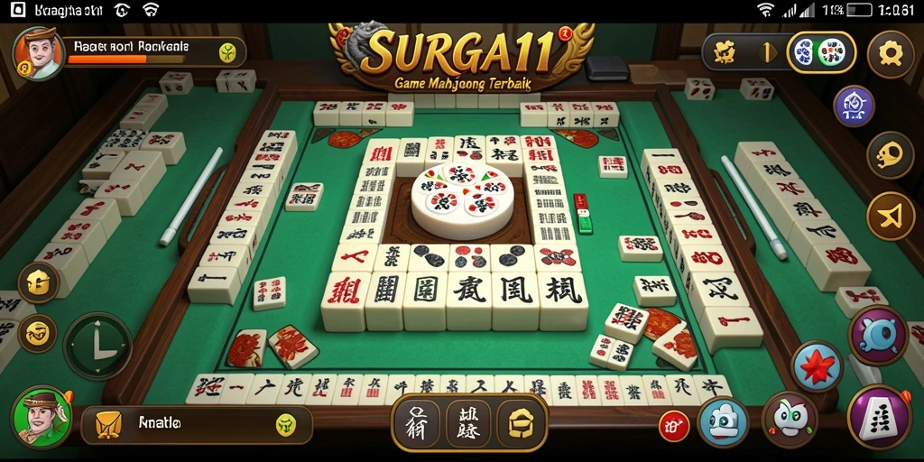 Tampilan menarik gameplay Mahjong di SURGA11 dengan ubin berwarna-warni.