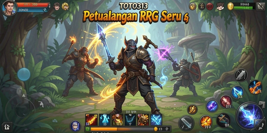 Screenshot utama TOTO313 menampilkan aksi pertarungan yang intens dan karakter yang berwarna.