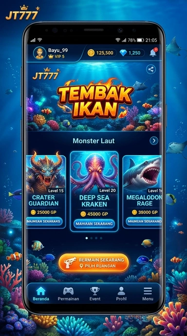 Screenshot tampilan antarmuka aplikasi di jt777.